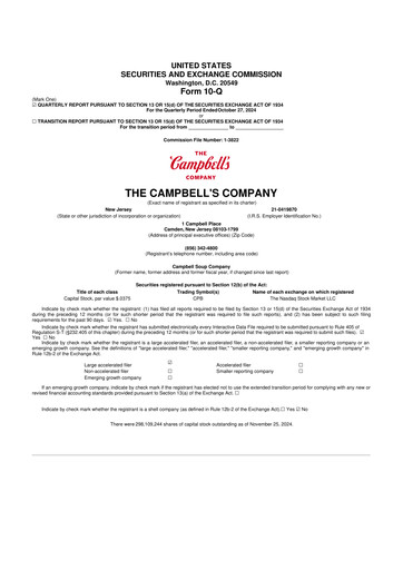 Miniature 
Campbell's 10-Q Rapport trimestriel 2025 