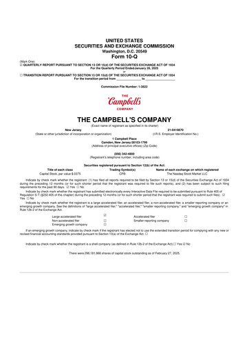 Miniature 
Campbell's 10-Q Rapport trimestriel 2025 