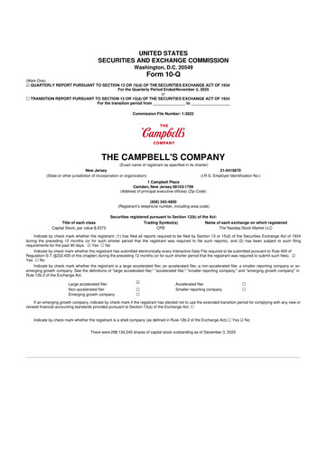 Miniature 
Campbell's 10-Q Rapport trimestriel 2026 