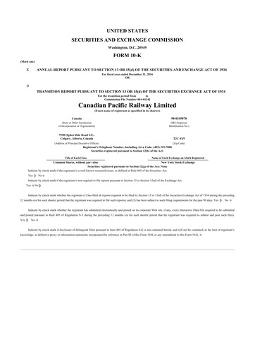 Thumbnail CPKC (Canadian Pacific Kansas City) 10-K Annual Report 2016