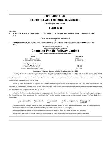 Vorschaubild CPKC (Canadian Pacific Kansas City) 10-Q Quartalsbericht 2017 