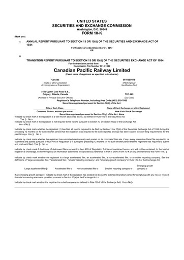 Thumbnail CPKC (Canadian Pacific Kansas City) 10-K Annual Report 2017