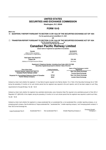 Vorschaubild CPKC (Canadian Pacific Kansas City) 10-Q Quartalsbericht 2021 