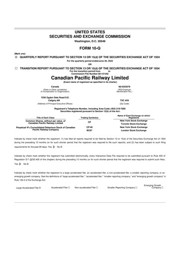 Vorschaubild CPKC (Canadian Pacific Kansas City) 10-Q Quartalsbericht 2022 