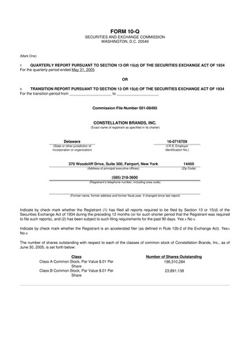 Miniature Constellation Brands 10-Q Rapport trimestriel  