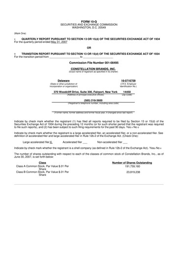 Miniature Constellation Brands 10-Q Rapport trimestriel  