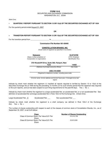 Miniature Constellation Brands 10-Q Rapport trimestriel  