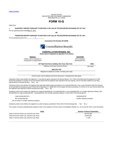 Miniature Constellation Brands 10-Q Rapport trimestriel 2013 