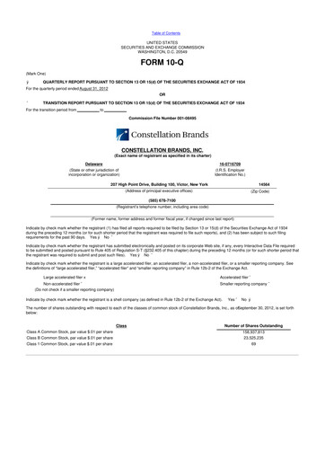 Miniature Constellation Brands 10-Q Rapport trimestriel 2013 