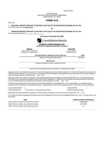 Miniature Constellation Brands 10-Q Rapport trimestriel 2014 