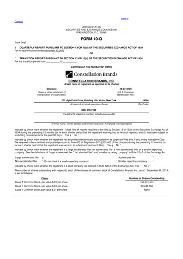 Miniature Constellation Brands 10-Q Rapport trimestriel 2014 