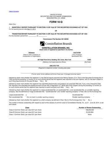 Miniature Constellation Brands 10-Q Rapport trimestriel 2015 