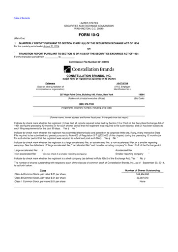 Miniature Constellation Brands 10-Q Rapport trimestriel 2015 