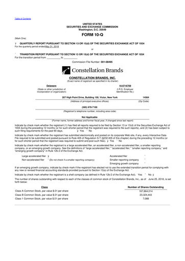 Miniature Constellation Brands 10-Q Rapport trimestriel 2019 