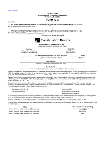 Miniature Constellation Brands 10-Q Rapport trimestriel 2019 