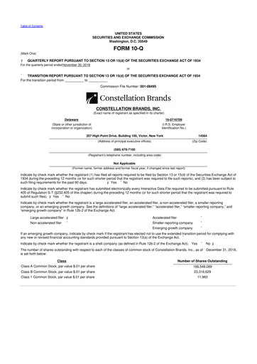 Miniature Constellation Brands 10-Q Rapport trimestriel 2019 