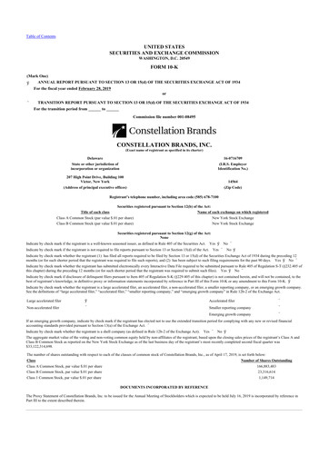 Thumbnail Constellation Brands 10-K Annual Report 2019