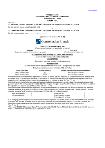 Miniature Constellation Brands 10-Q Rapport trimestriel 2023 