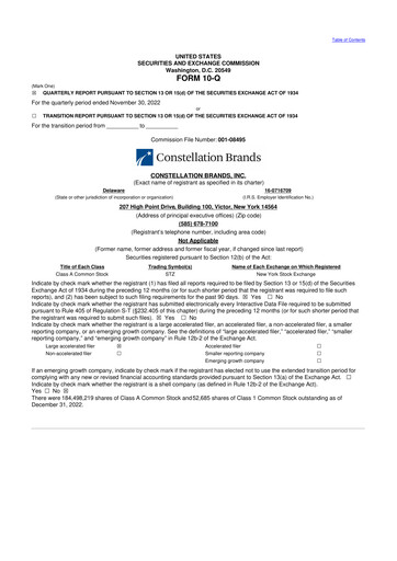 Miniature Constellation Brands 10-Q Rapport trimestriel 2023 