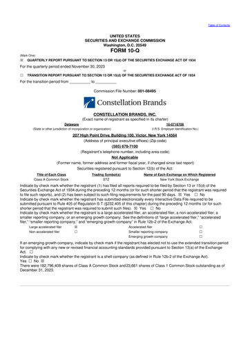 Miniature Constellation Brands 10-Q Rapport trimestriel 2024 