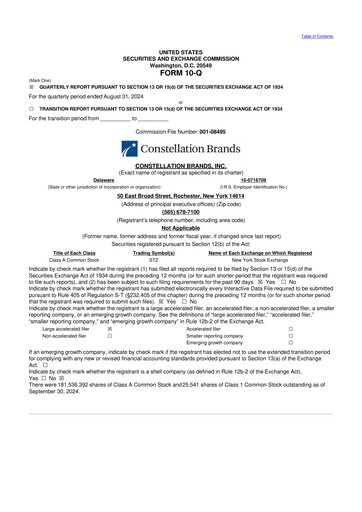 Miniature Constellation Brands 10-Q Rapport trimestriel 2025 