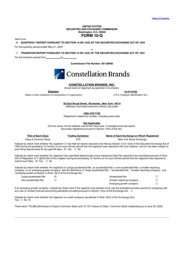 Miniature Constellation Brands 10-Q Rapport trimestriel 2026 