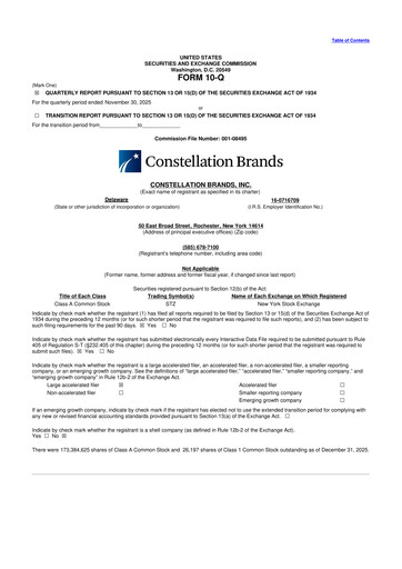Miniature Constellation Brands 10-Q Rapport trimestriel 2026 