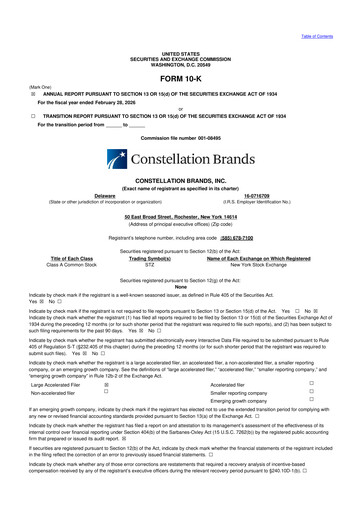 Thumbnail Constellation Brands 10-K Annual Report 
