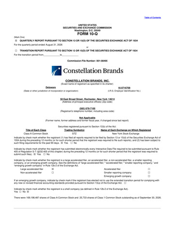 Miniature Constellation Brands 10-Q Rapport trimestriel 2027 Q2