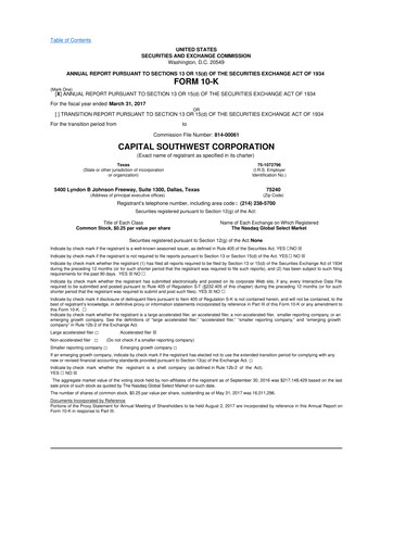Thumbnail Capital Southwest Corporation 10-K Annual Report 
