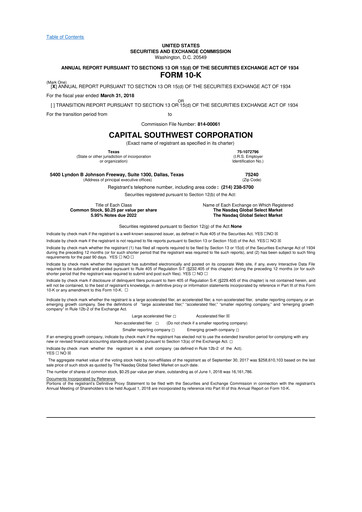 Thumbnail Capital Southwest Corporation 10-K Annual Report 