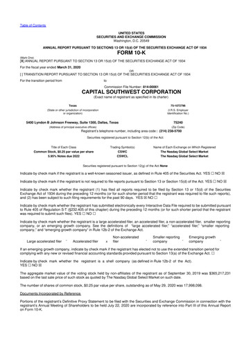 Thumbnail Capital Southwest Corporation 10-K Annual Report 