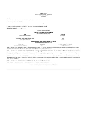Miniature Capital Southwest Corporation 10-Q Rapport trimestriel 2023 