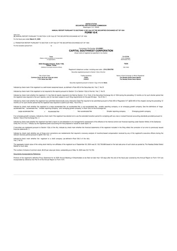 Thumbnail Capital Southwest Corporation 10-K Annual Report 2025
