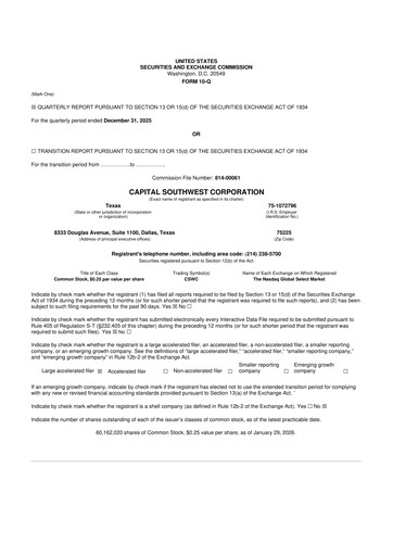 Miniature Capital Southwest Corporation 10-Q Rapport trimestriel 2026 