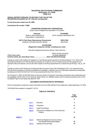 Thumbnail Carpenter Technology 10-K Annual Report 