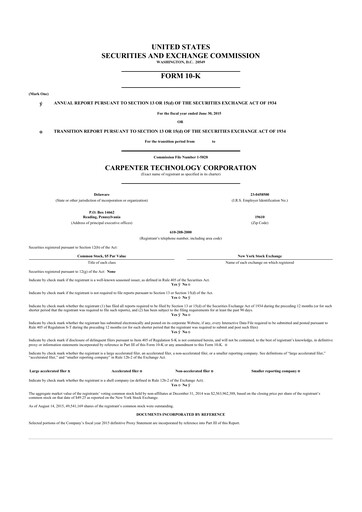 Thumbnail Carpenter Technology 10-K Annual Report 2015