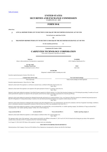 Thumbnail Carpenter Technology 10-K Annual Report 2016