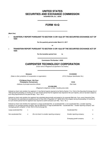 Thumbnail Carpenter Technology 10-Q Quarterly Report FY2017 