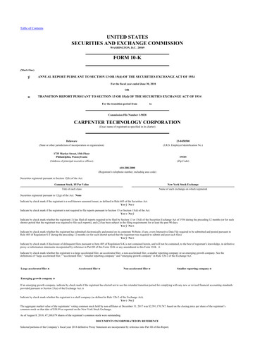 Thumbnail Carpenter Technology 10-K Annual Report 2018