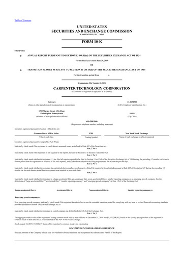 Thumbnail Carpenter Technology 10-K Annual Report 2019