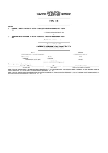 Thumbnail Carpenter Technology 10-Q Quarterly Report FY2020 
