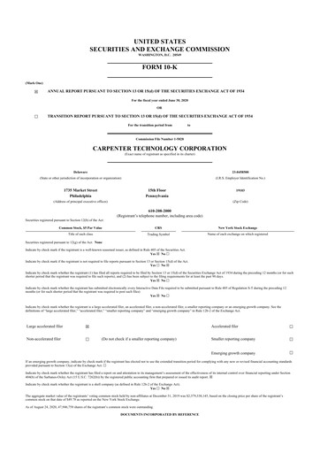 Thumbnail Carpenter Technology 10-K Annual Report 2020