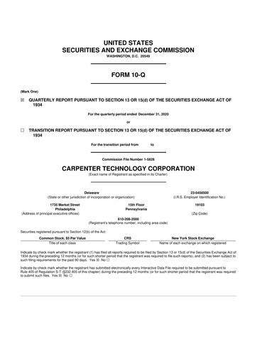 Thumbnail Carpenter Technology 10-Q Quarterly Report FY2021 