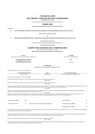 Thumbnail Carpenter Technology 10-K Annual Report 2021