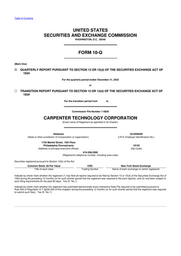 Thumbnail Carpenter Technology 10-Q Quarterly Report FY2026 