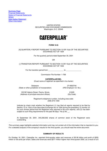 Thumbnail Caterpillar 10-Q Quarterly Report FY 