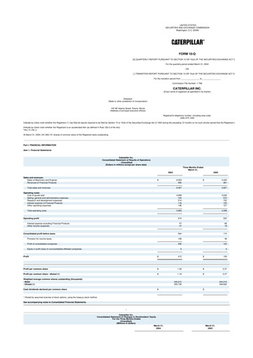 Thumbnail Caterpillar 10-Q Quarterly Report FY 