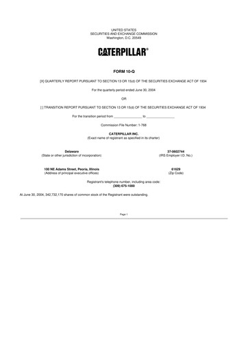 Thumbnail Caterpillar 10-Q Quarterly Report FY 