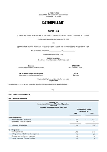 Thumbnail Caterpillar 10-Q Quarterly Report FY 